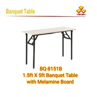 BQ-8151-BK 1.5 FT x 5FT Banquet Table with Melamine Top & Folding Stand