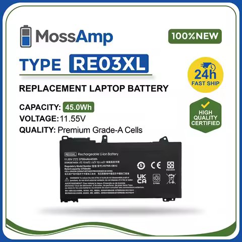 MossAmp 11.55V 45WH RE03XL Laptop Battery for Pavilion OMEN Gaming 15 17 RE03045XL