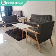 Furniture Mart GERRARD solid rubberwood frame sofa set with free coffee table / sofa set / sofa kayu