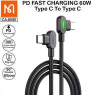 MCDODO CABLE TYPE C TO TYPE C CABLE SUPER 60W (CA-8080) 90 DEGREE GAMING CHARGER CABLE