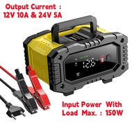 FOXSUR 12V 24V Car Battery Charger for Moto Battery Repair for Truck Lead-Acid AGM LiFePo4 EFB GEL W