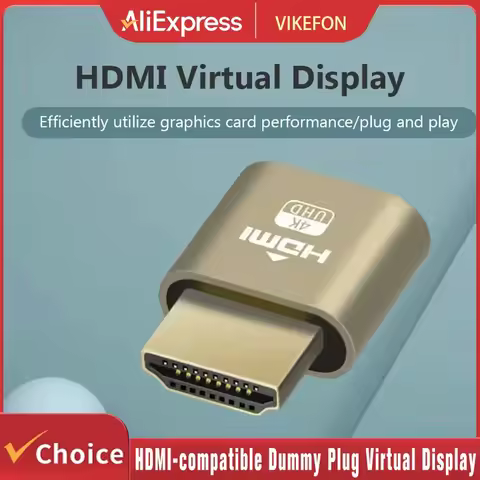 HDMI-Compatible Dummy Plug Virtual Display Headless Ghost Display Emulator 4K DDC EDID Dummy Emulato