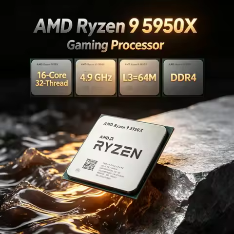 AMD Ryzen 9 5950X L3=64M Gaming CPU UP to 4.9GHz but without cooler 3.4 GHz 16-Core 32-Thread 105W D