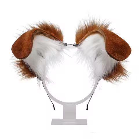Plush Dog Ears Headbands Furry Animal Ears Headwear Kawaii Hair Hoop for Halloween Cosplay Headpiece