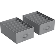 SONGMICS Set of 2 Large Size Wardrobe Clothes Organizers, 6-Compartment Foldable Drawer Organizers w