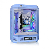 曜越 The Tower 600 繡球花藍 玻璃透側機殼 (ATX/Type-C/內建風扇上2/三面玻璃設計/支援背插主板/顯卡400mm/塔散210mm)