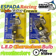 Espada LED 3 in 1 Triple Color Crown Front Light Bulb LC135 Y15ZR EX5 Ego Wave Dash SRL115 125ZR VF3i 185 T19 H4 Lamp