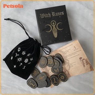 Rune Stone Set Wooden Party Favor Handcrafted Wooden Viking Runes Guide Book for Altar Professional 