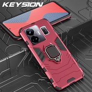 KEYSION เคสเกราะกันกระแทกสำหรับ Realme GT 3 240W GT Neo 5ซิลิโคน + PC ฝาครอบโทรศัพท์ขาตั้งแหวนโลหะสำหรับ OPPO Realme GT 3