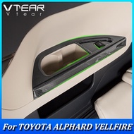 Vtear for Toyota Alphard Vellfire 2023 2024 Car Third Row Cup Holder Decorative Frame (Black, Silver, Carbon Fiber Pattern) Automotive Interior Modification Accessories