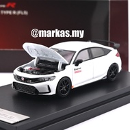 (NOT SEALED FOC PROTECTOR) MOTORHELIX 1/64 HONDA CIVIC TYPE R FL5 HONDATA WHITE LIVERY OPENED HOOD