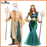 Outfits Carnival Poseidon Costumes For Women Sea Siren Mermaid Queen Dress Adult Men King Cosplay Costume Egypt Egyptian Pharaoh