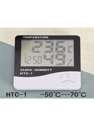 一個 2024HTC-1 室內電子溫濕度計時鐘，創意家用大屏幕溫度和濕度計，禮品