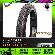 TAYAR GRT GLOBAL RUBBER TUBELESS TYRE GR390 80/90-17 (BUNGA TAJAM)