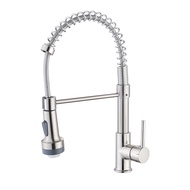 Máy phun vòi bếp kéo ra có đèn LED Vòi bồn rửa nhà bếp lò xo có tay cầm đơn với một cặp ống đầu vào 