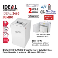 IDEAL 2604 CC 4 x 40mm JUMBO Cross Cut Heavy Duty Non Stop Paper Shredder - 27 sheets 525 Liters