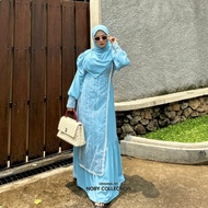 [Garansi] Gamis Syarifah Dewasa Set Hijab Ceruty X Brukat Sapto-Busana