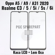 Original Kaca Luar LCD Glass Plus Lem Oca Oppo A5 2020 A9 2020 A31 2020 - Realme 5 5i 5s 6i - Bukan Touchscreen