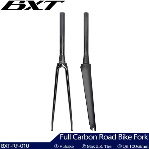 BXT Full Carbon Road Bike Fork,700C V Brake Fork, QR 100x9mm, Tapered Tube 39.8mm, fit BXT-045 Track