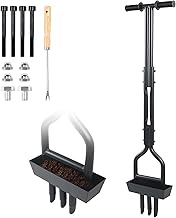 Gemsaya Lawn Aerator, 3 Hollow Tine Lawn Coring Aerator 96 cm 38 Inch Manual Aeration Tools, T-Handl