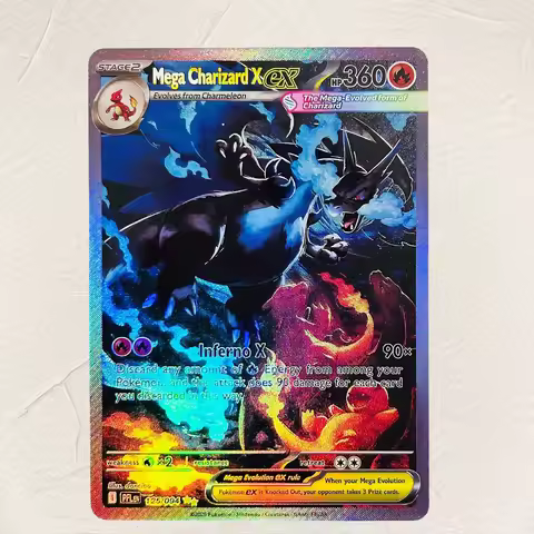 DIY Mega Charizard X EX125/094 Foil Texture Cards English Version Collectible Grade Premium Anime Co
