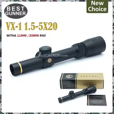 VX Tactical 1.5-5X20 mm Optics Duplex Mil-dot Reticle Rifle Scope Hunting Sight HD Aseismatic Single