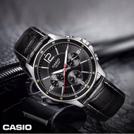 CASIO รุ่น MTP-1374L-1AV นาฬิกาข้อมือสำหรับผู้ชายสายหนัง สีดำ หน้าปัดดำ (สินค้าขายดี) มั่นใจ ของแท้ 100% รับประกันสินค้า 1 ปีเต็ม