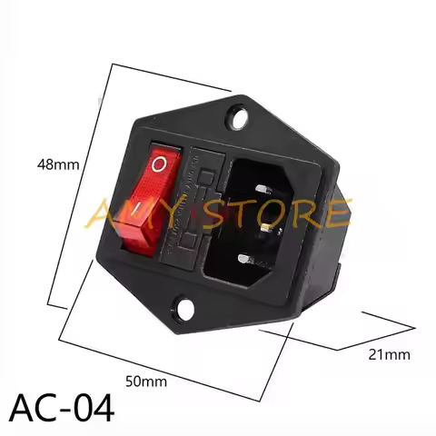 AC-04 New Integral 3Pin Electrical AC Power Socket IEC320 C14 Rocker Switch Fuse Holder Socket Panle