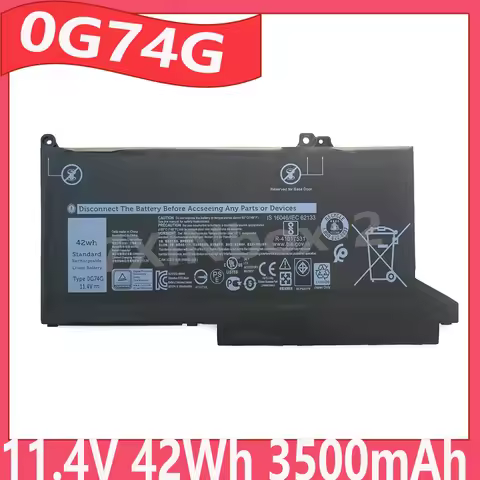 0G74G 11.4V 42Wh 3500mAh Genuine Laptop Battery For Dell Latitude 12 7280 7290 7380 7390 7480 7490 N