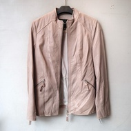 Jaket kulit domba jaket motor biker rider cewek wanita peach pink leather jacket Pl bekas preloved s