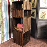 鄉村風木質置物架 自由組合木箱 DIY復古木櫃 展示架 陳列架 實木架 書架 隔層架 收納架 婚佈花藝花架 都會風雜誌架