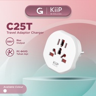 KiiP Wireless C25T Compact Universal Travel Adapter 2500W Fast Charging US/DE/CN/EU/AUS/UK