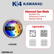 [105mm/4"] Toppro G7 Diamond Tiles Saw Blade Diamond Cutting Disc Continuous Turbo X Rim Marble Gran