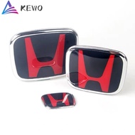 3Pcs Honda Civic FD 2006-2011โลโก้เครื่องหมายรถสีดำ & สีแดง (F + R + S)