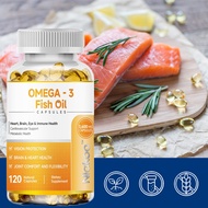 120pcs Omega3 Fish Oil Capsules with EPA&DHA สนับสนุนสุขภาพหัวใจและสมอง ลดคอเลสเตอรอล