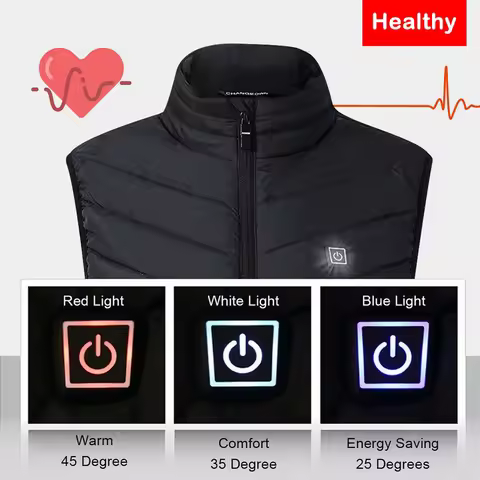 Heated Cotton Vest Men Usb Warm Vest Electric Heating Jacket 3 Temp Modes 45°C Waterproof Washable F