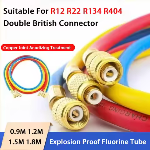 0.9M-1.8M A/C Charging Hose Tube Kit Hose Low Loss Fittings for R134A R12 R22 Refrigerant Air Condit