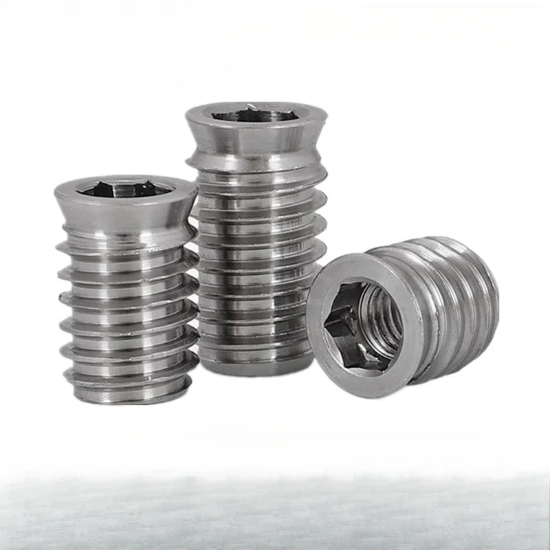 5Pcs Stainless Steel Wood Insert Nuts Embedded Furniture Nut Insert Thread Hex Socket Self Tapping N