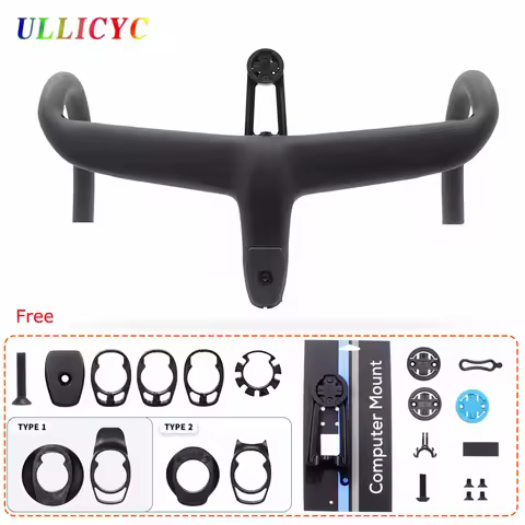 no logo Carbon Cockpit Full Internal cable Bike Cockpit Road Bicycle Handlebar Di2 Integrated Handle