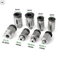 SK Black Pneumatic Quick Connector, In-Line POC PC Cylindrical Hex Connector (4-M5, PC6-M5, M3, M6),