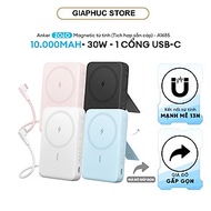 Sạc dự phòng từ tính Anker Zolo 10.000mAh 1 cổng USB-C (tích hợp sẵn cáp)+ Sạc không dây chuẩn Qi, T