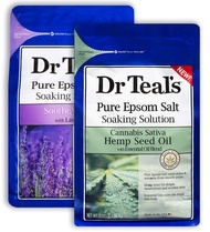 Pure Epsom Salt Bath Variety Gift Set (2 Pack, 3lbs Ea.) - Soothe & Sleep Lavender & Hemp Seed Oil S