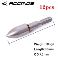 12pcs Stainless Steel Arrow Head Arrow Tips Point For Accessory 100/125 Grain