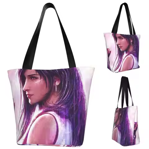 Tifa Lockhart-Final Fantasy 7 Ff7Remake Ffvii Final Shopping Tote Bag Capacity Shoulder Bags Shopper