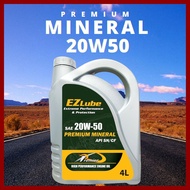 Ezlube 20w50 4L Premium Mineral SN Engine Oil Car Lubricant Minyak Hitam Kereta (Free Sticker) (Limi