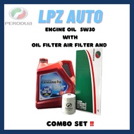Perodua 5W30 4L(NEW Packing)+Oil Filter+Air Filter+Injector cleaner - Semi Synthetic Engine Oil 5W-3