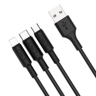 Kabel Charger Handphone Hp Cabang 3 In 1 Type C Micro Iphone Usb Cas.