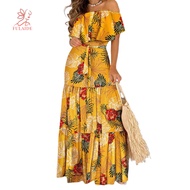 fulaide- Ladies Dress Subtropical Style Waist Band Ladies Waist Band High Waist Dress