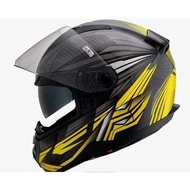 TWIINS BLUETOOTH HEADSET & Gracshaw G9200 Grandio Speedbeast Yellow Black Fullface Helmet (double vi