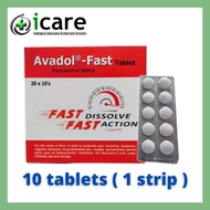 AVADOL-FAST 500MG 10 TABLETS ( 1 STRIP ) EXP DATE : 03/2028
